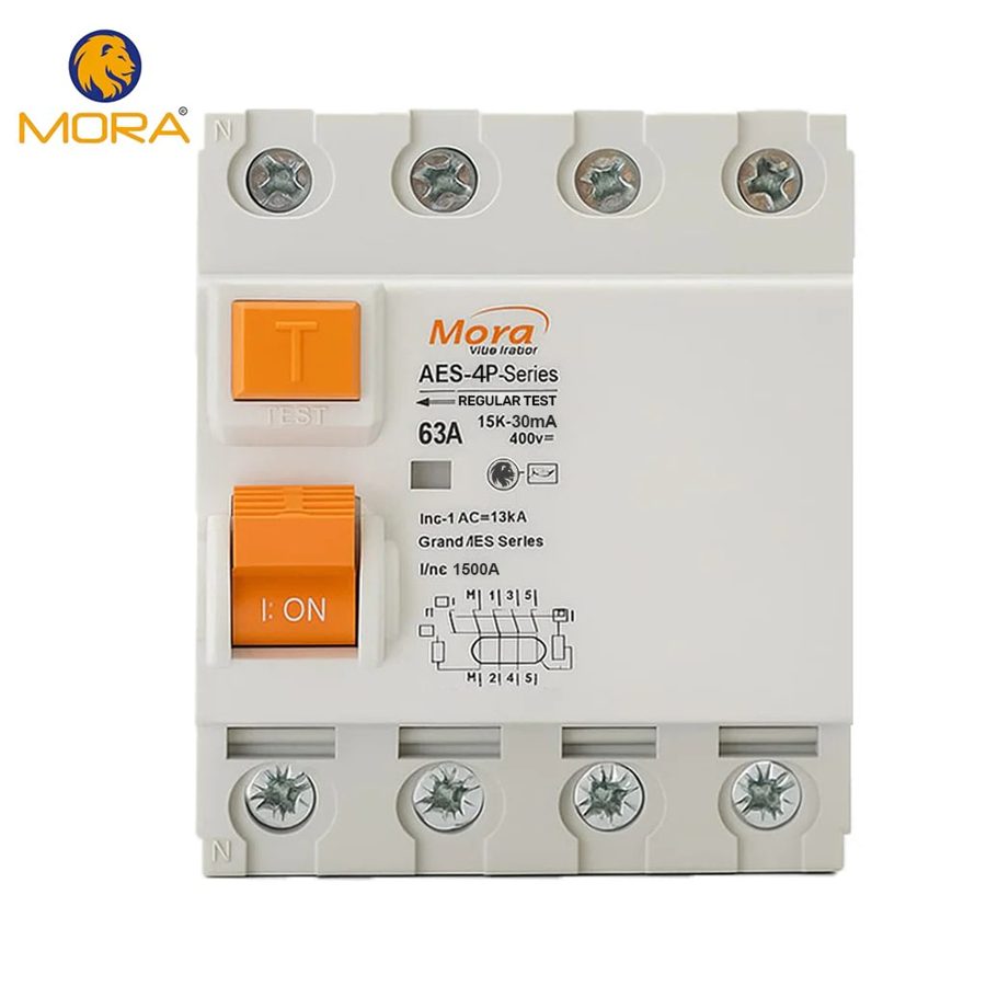 MORA 4P RCCB 63A — 3-Phase Residual Current Circuit Breaker, 400V