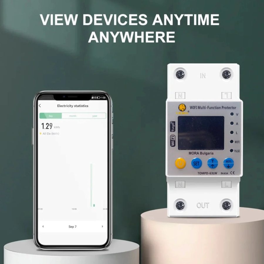 MORA 63A WiFi Smart Circuit Breaker — 10-in-1 Protector with Energy Meter (Tuya)