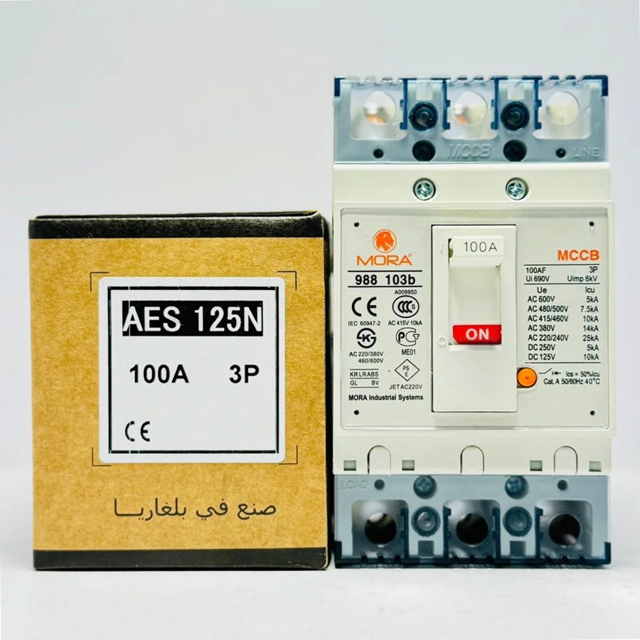 MORA 988 103b MCCB — 100A, 3-Pole AC/DC Moulded Case Circuit Breaker