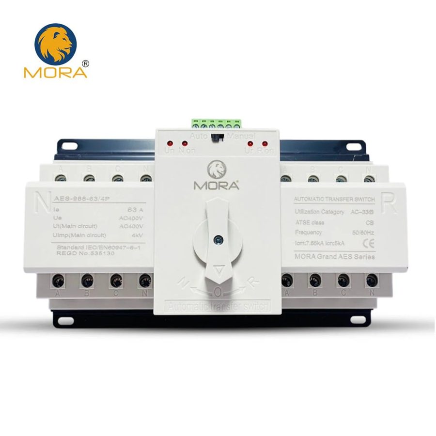MORA AES-988-63/4P ATS — 4-Pole 63A MCB-Type Automatic Transfer Switch