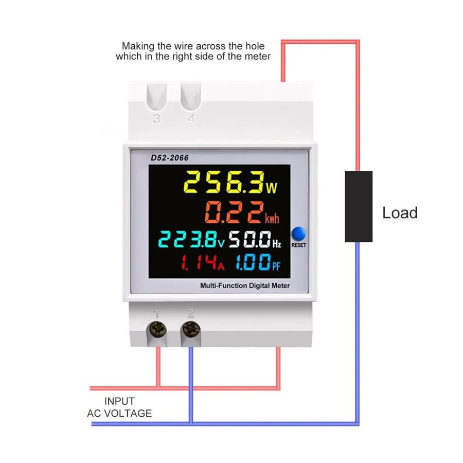 MORA D52-2066 6-in-1 DIN Rail Energy Meter — 100A, 220V