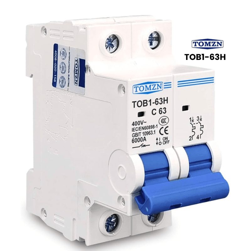 TOMZN TOB1-63H 2-Pole AC MCB — 10A to 63A, C-Curve