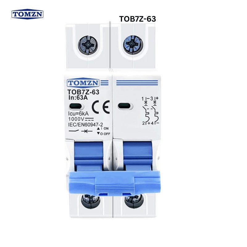 TOMZN TOB7Z-63 2P DC Circuit Breaker — 1000V DC, up to 63A