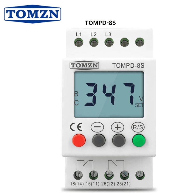TOMZN TOMPD-8S 3-Phase Adjustable Under/Over Voltage Protector Relay