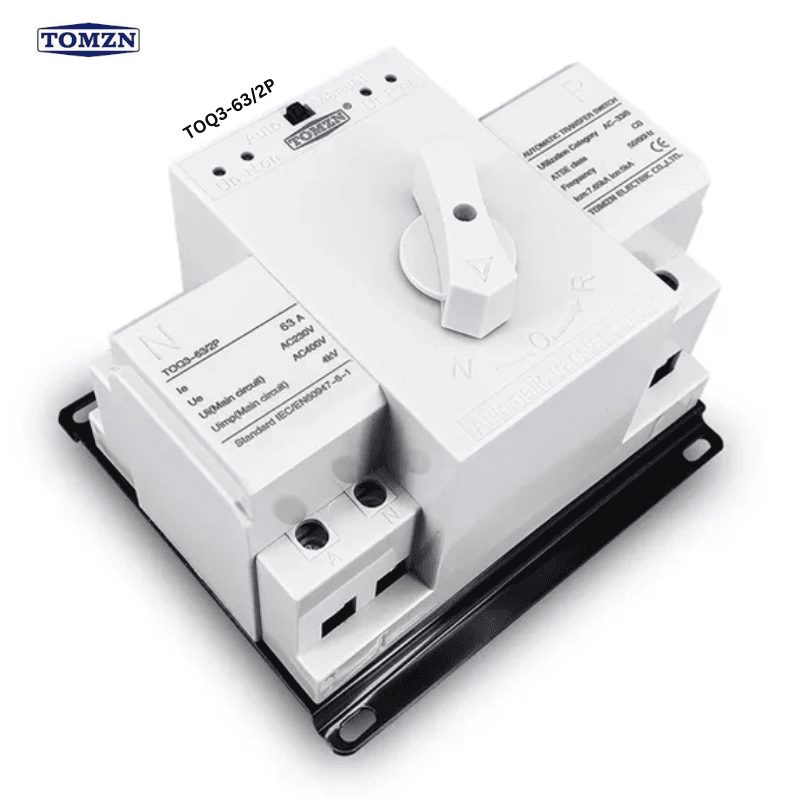 TOMZN TOQ3-2P/63 MCB-Type Dual Power Automatic Transfer Switch — 63A