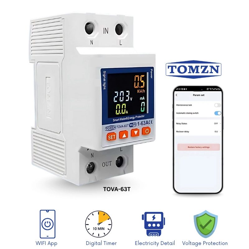 TOMZN TOVA-63T WiFi Breaker — Last-State Memory & kWh Meter