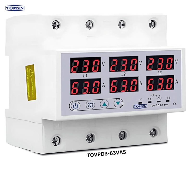 TOMZN TOVPD3-63VAS 3-Phase Voltage & Current Protector — 63A