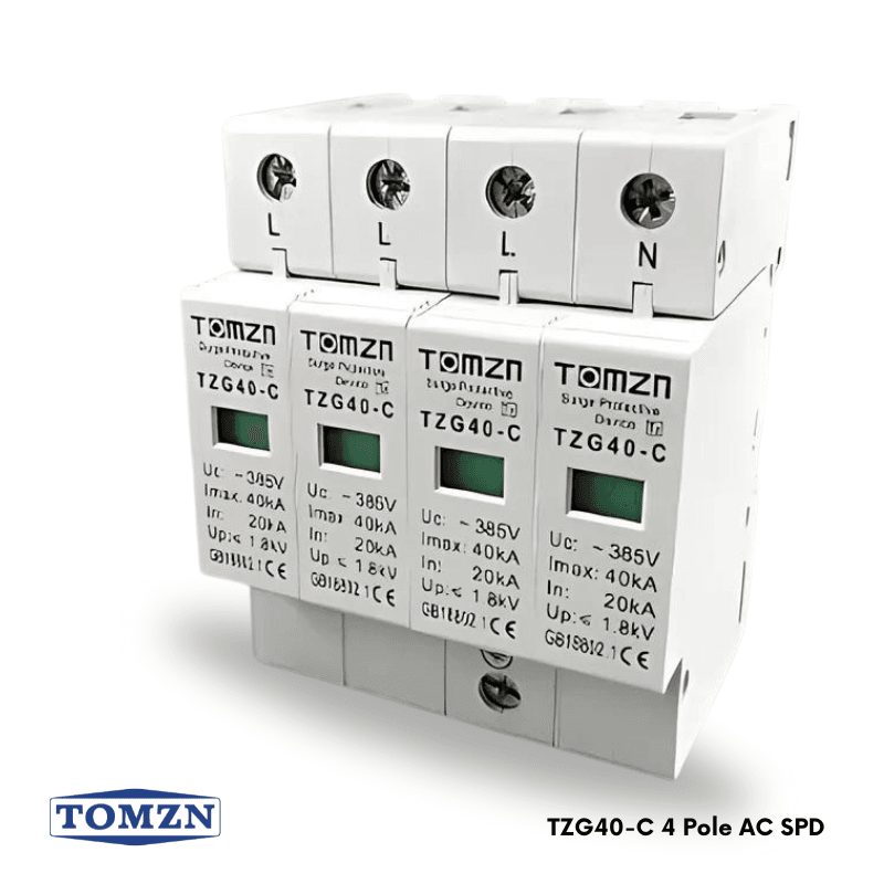 TOMZN TZG40-C 4-Pole AC Surge Protective Device (SPD) — 3-Phase